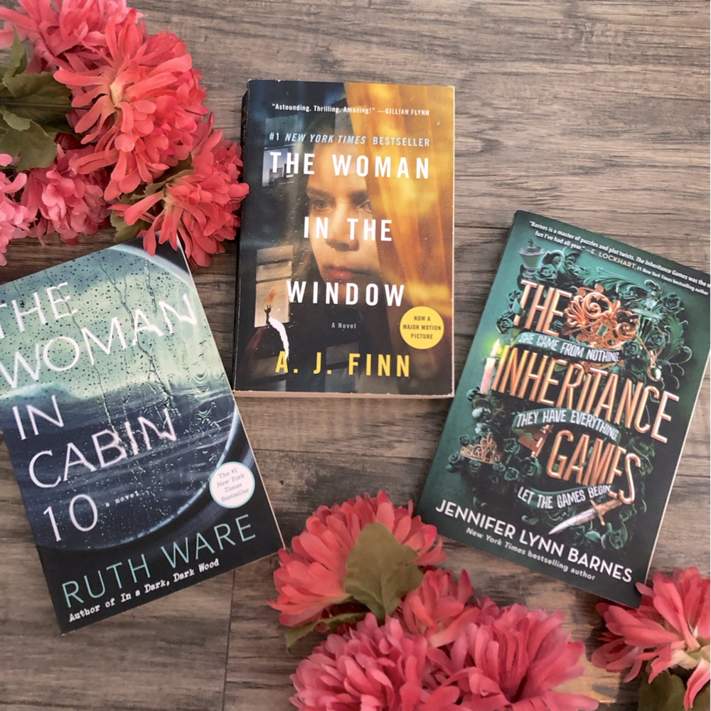 Woman in Cabin 10, Woman in the Window , Inheritance Games thrillers books novel